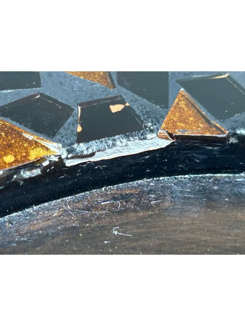 Pier 1 Imports Glass Autumn Mosaic Charger Plates Set 4 Gold Amber Black 13